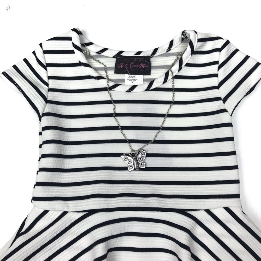 NWT Peplum Stripe Dress Sz 4 - Picture 2 of 7